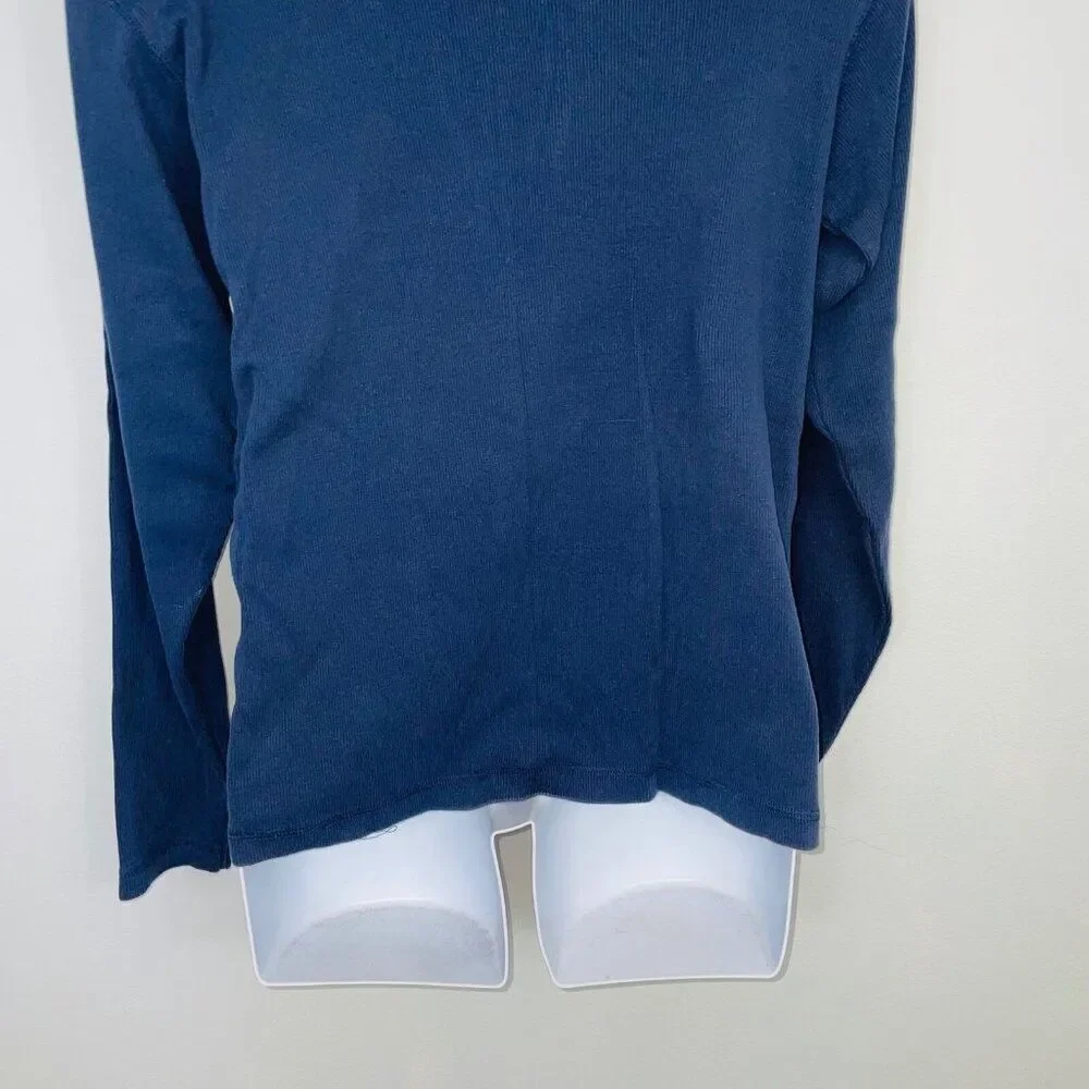 Vintage Old Navy Mens L Shirt Blue Thermal Waffle Weave Long Sleeve Logo Pullove